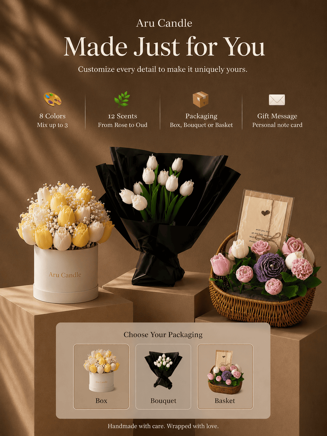 Custom Candle Flower Gifts | More Than Flowers | A Gift That Lasts