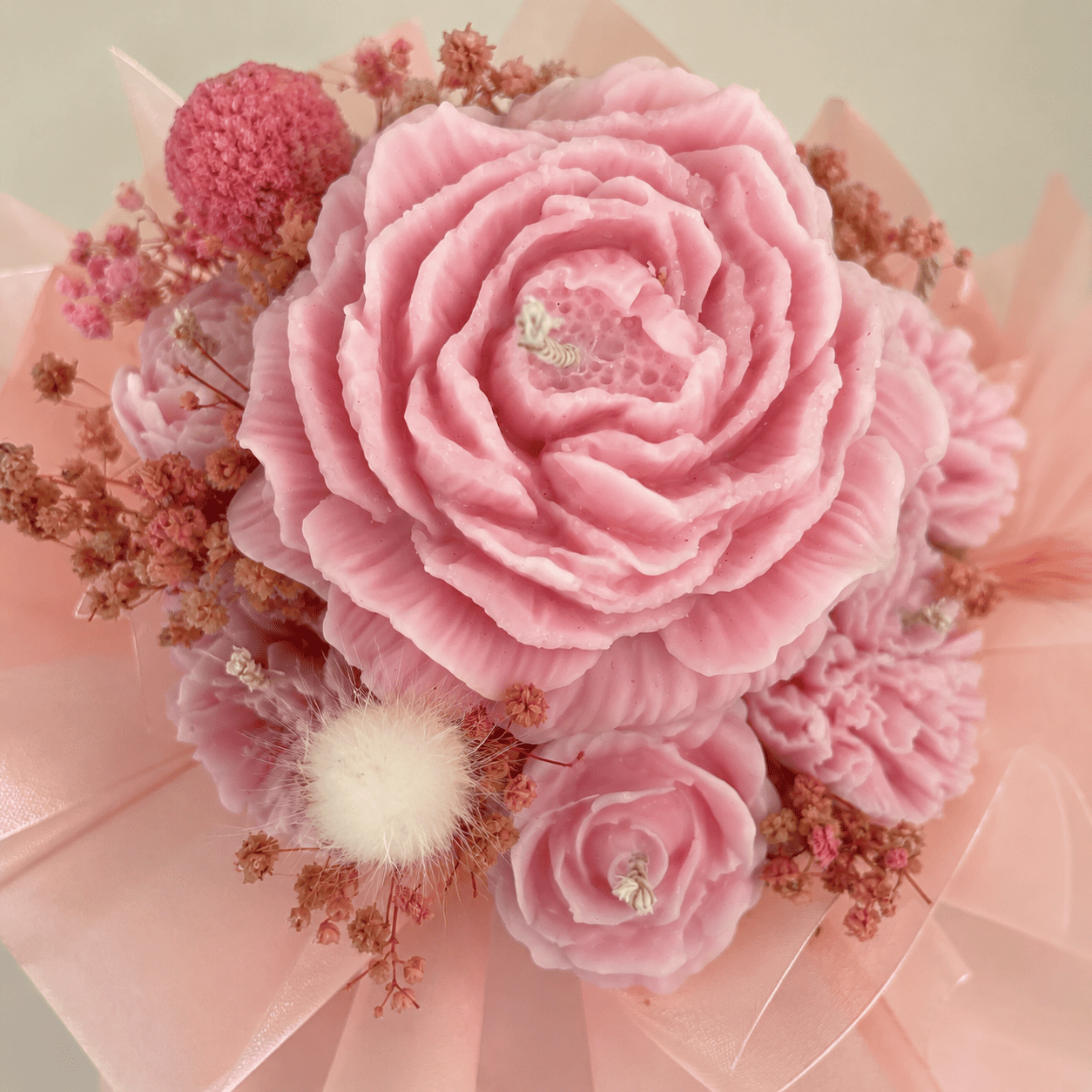 Peony Veil | Pink Peony Candle Flower Box