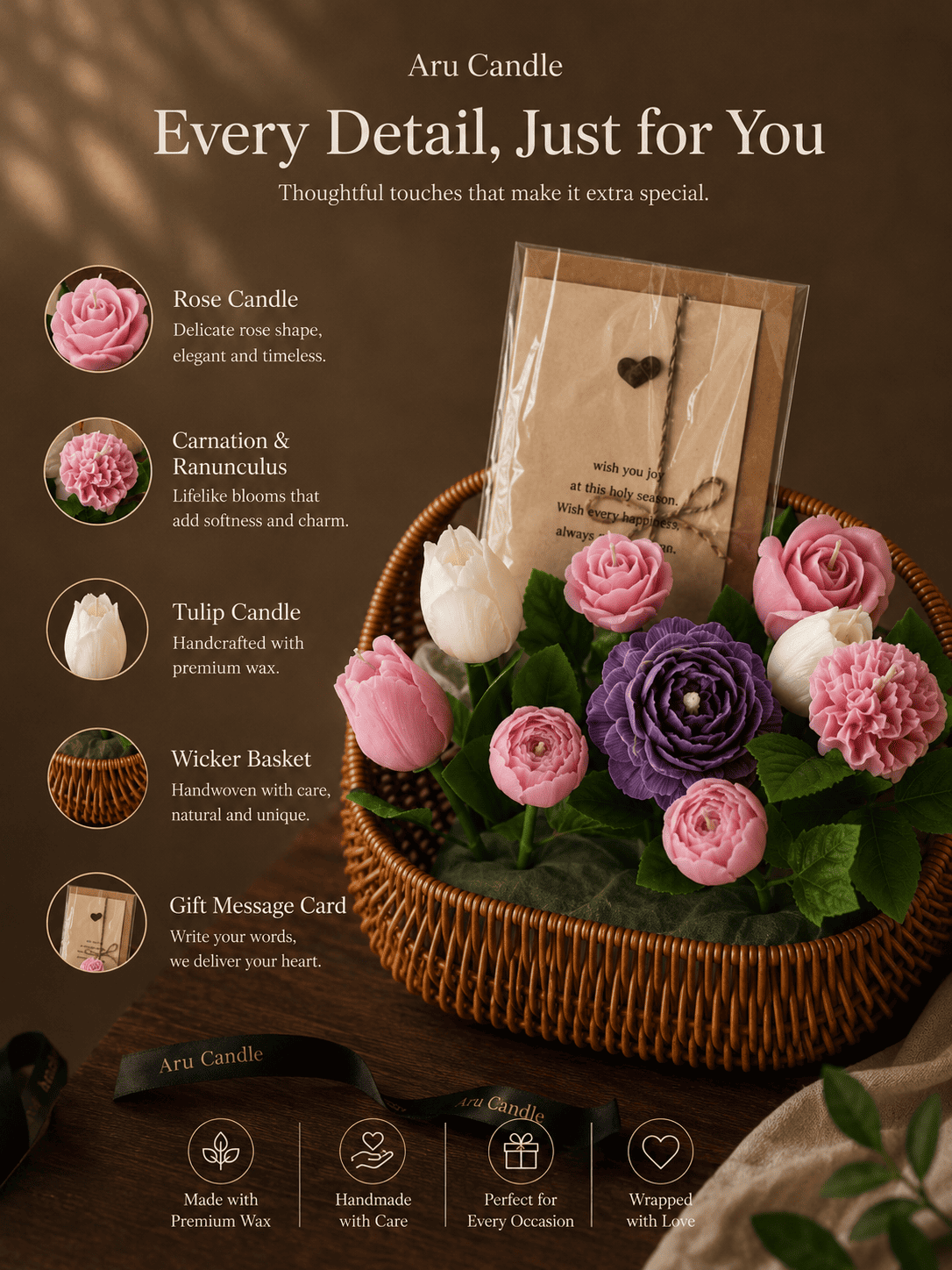 Custom Candle Flower Gifts | More Than Flowers | A Gift That Lasts