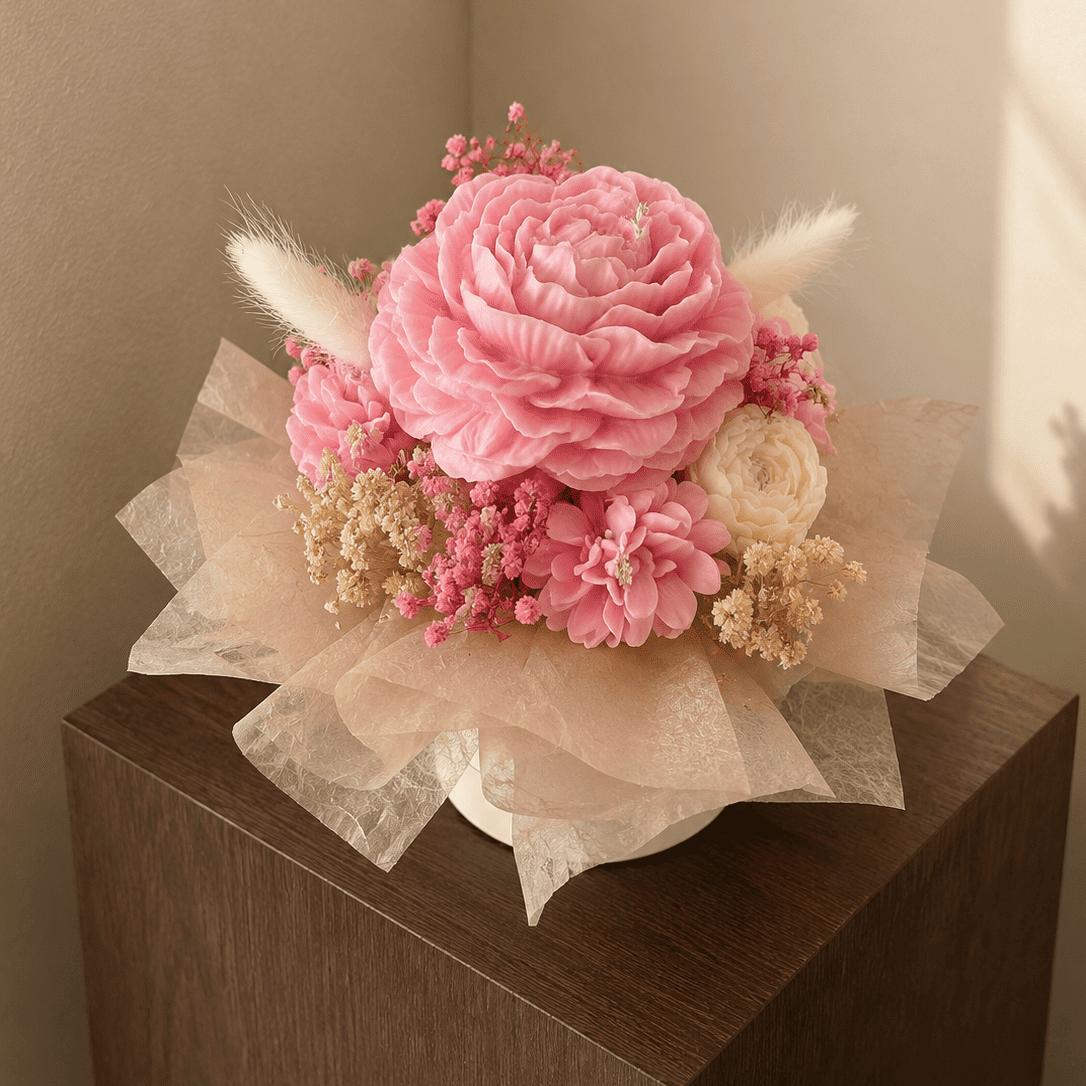 Blush Reverie | Candle Flower Box