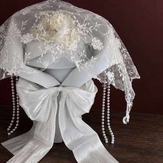 Pearl Haze | White Hydrangea Candle Flower Bouquet